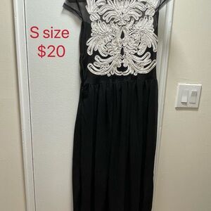 Elegant Black and White Embroidered Dress